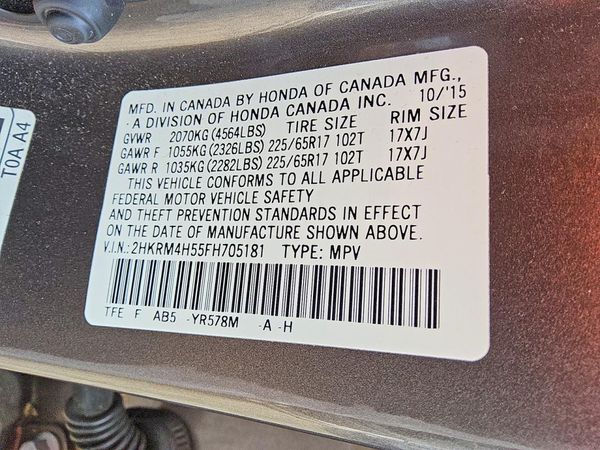 2015 HONDA CRV EX — VINS