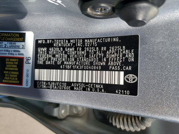 2015 TOYOTA CAMRY — VINS