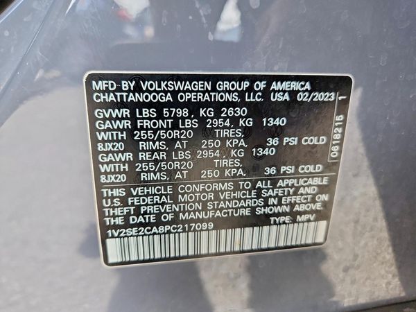 2023 VOLKSWAGEN ATLAS CROSS SPORT — VINS