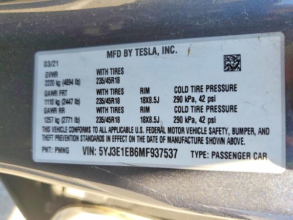 2021 TESLA MODEL 3