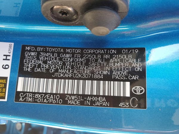 2019 TOYOTA PRIUS L/LE/XLE/LTD.
