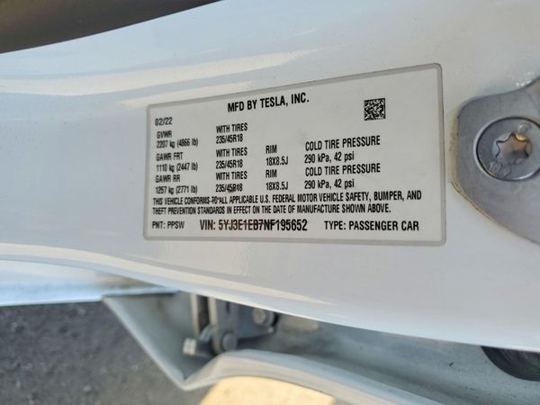 2022 TESLA MODEL 3