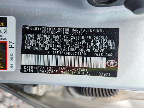 2013 TOYOTA CAMRY — VINS