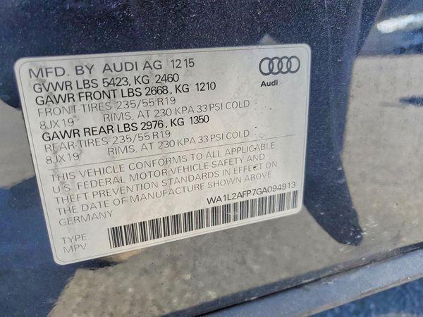 2016 AUDI Q5 quattro Premium Plus — VINS