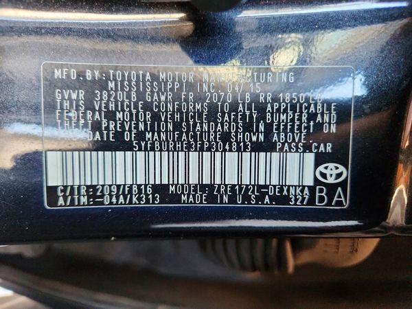 2015 TOYOTA COROLLA L/LE