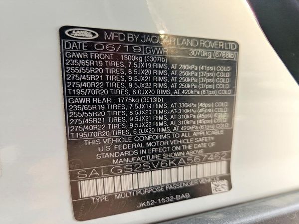 2019 LAND ROVER RANGE ROVER HSE