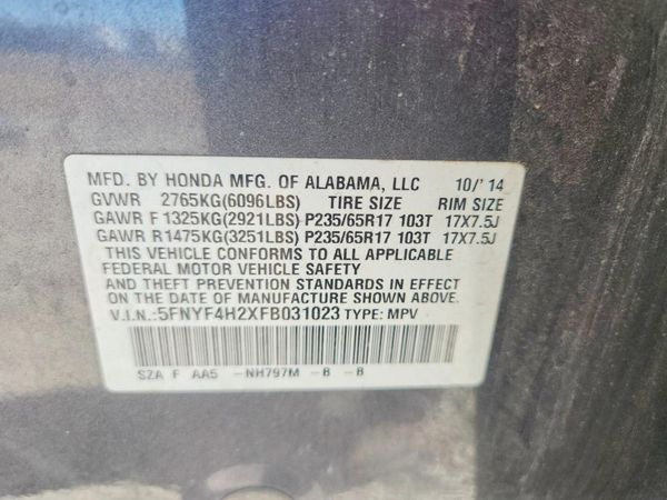 2015 HONDA PILOT LX