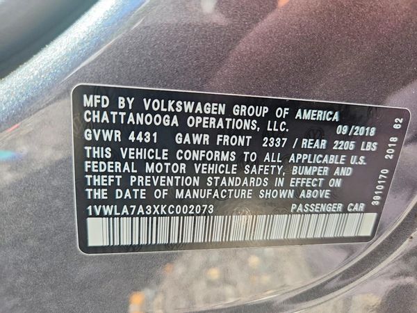 2019 VOLKSWAGEN PASSAT Wolfsburg