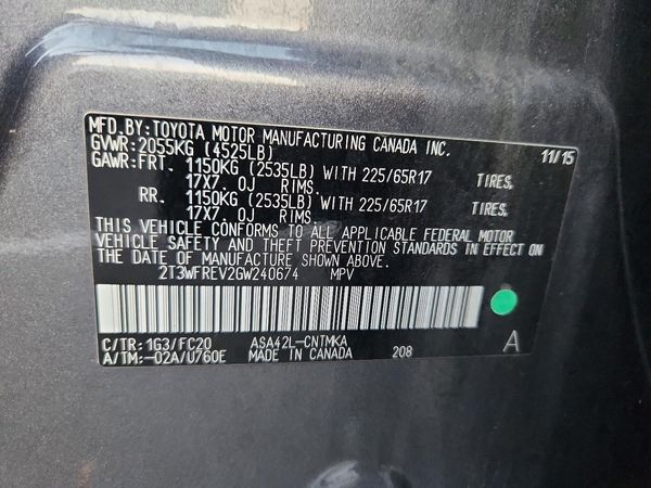 2016 TOYOTA RAV4 XLE (M Grade)