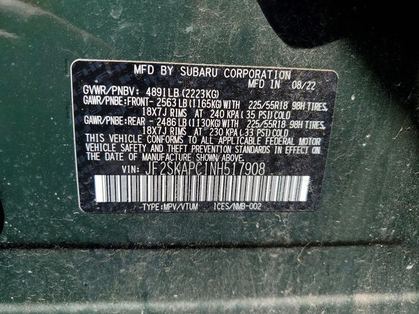 2022 SUBARU FORESTER