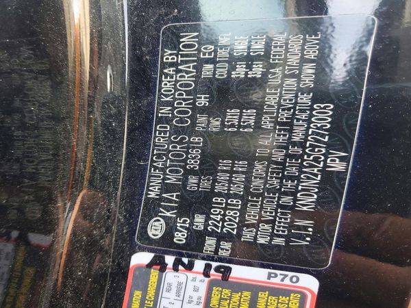 2016 KIA SOUL Plus — VINS