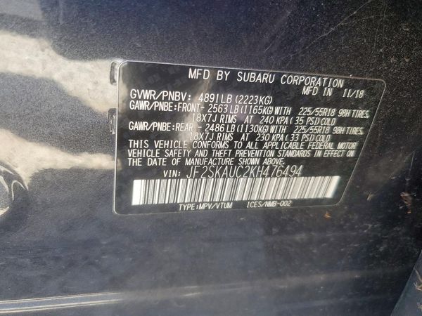 2019 SUBARU FORESTER