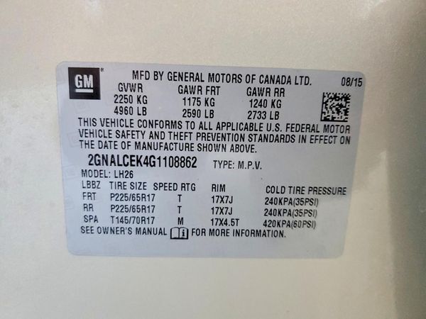 2016 CHEVROLET EQUINOX LT