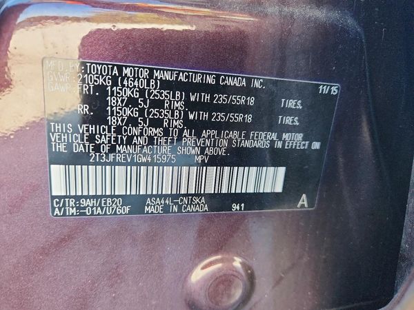 2016 TOYOTA RAV4 SE (S Grade)