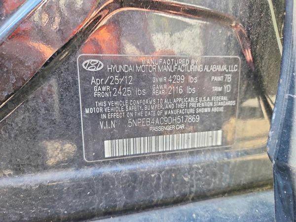 2013 HYUNDAI SONATA GLS/ GLS Popular — VINS