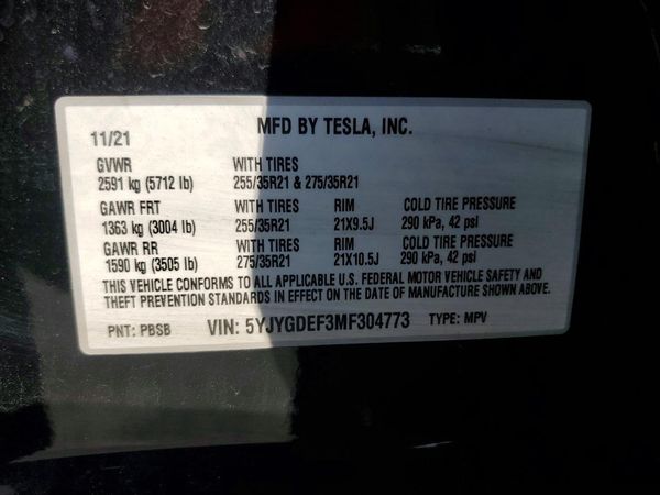 2021 TESLA MODEL Y