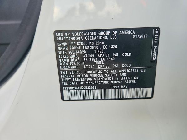 2019 VOLKSWAGEN ATLAS SE