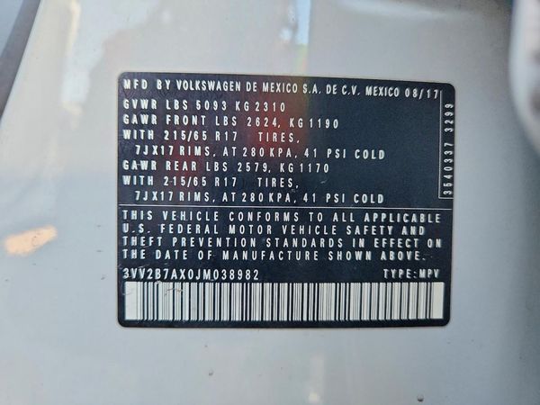 2018 VOLKSWAGEN TIGUAN SE, 4Motion SEL