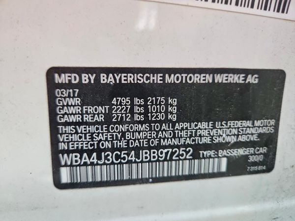 2018 BMW 4 SERIES xDrive Gran Coupe — VINS