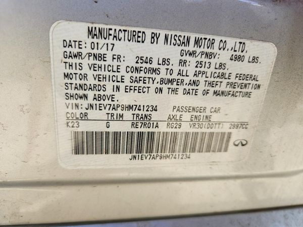 2017 INFINITI Q50 — VINS