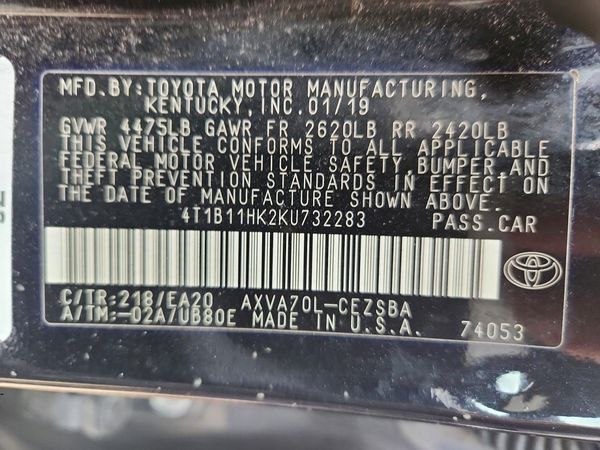2019 TOYOTA CAMRY L/LE/SE/XLE