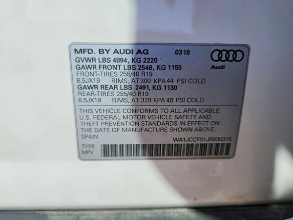 2018 AUDI Q3 — VINS