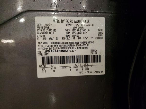 2022 FORD EDGE — VINS
