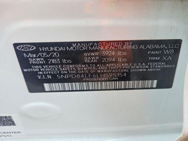 2020 HYUNDAI ELANTRA — VINS