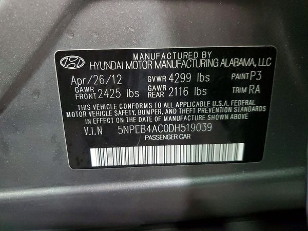 2013 HYUNDAI SONATA GLS/ GLS Popular — VINS