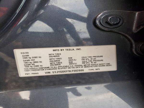 2020 TESLA MODEL Y