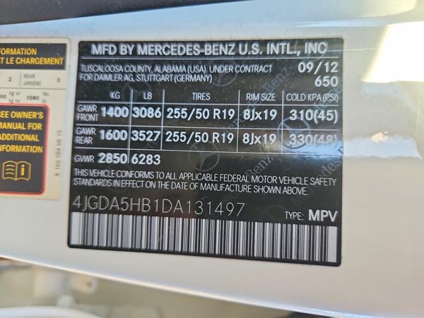 2013 MERCEDES-BENZ ML ML350 4-MATIC — VINS