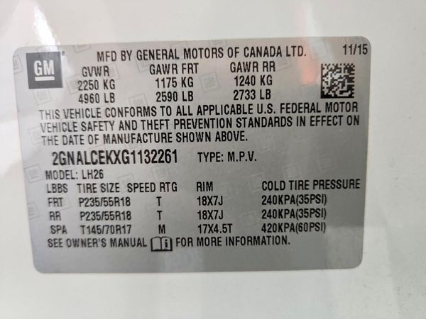 2016 CHEVROLET EQUINOX LT