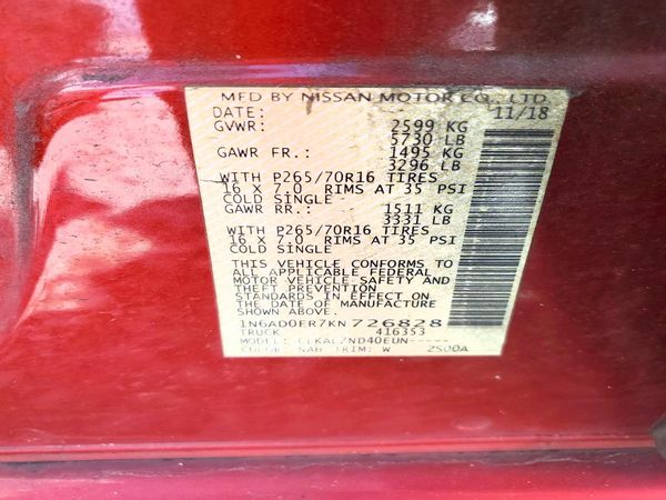 2019 NISSAN FRONTIER