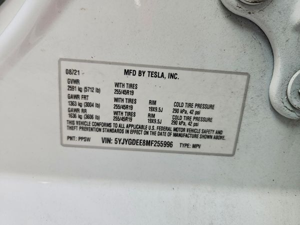 2021 TESLA MODEL Y — VINS