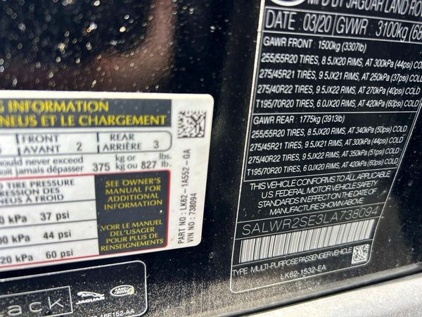 2020 LAND ROVER RANGE ROVER SPORT P525 HSE