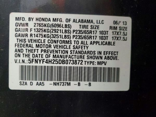 2013 HONDA PILOT LX