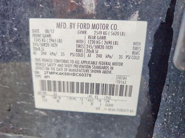 2017 FORD EDGE Titanium — VINS