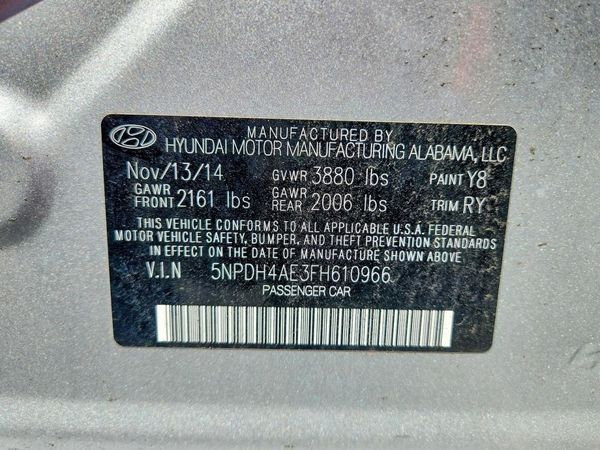 2015 HYUNDAI ELANTRA GLS(Middle) — VINS