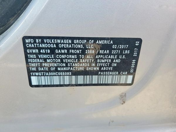 2017 VOLKSWAGEN PASSAT SE — VINS