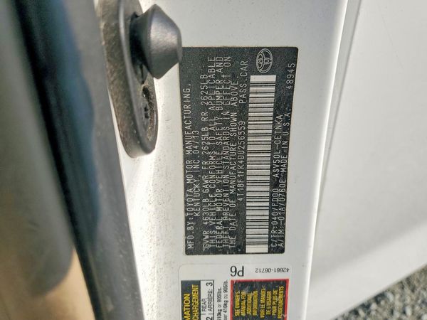 2013 TOYOTA CAMRY — VINS