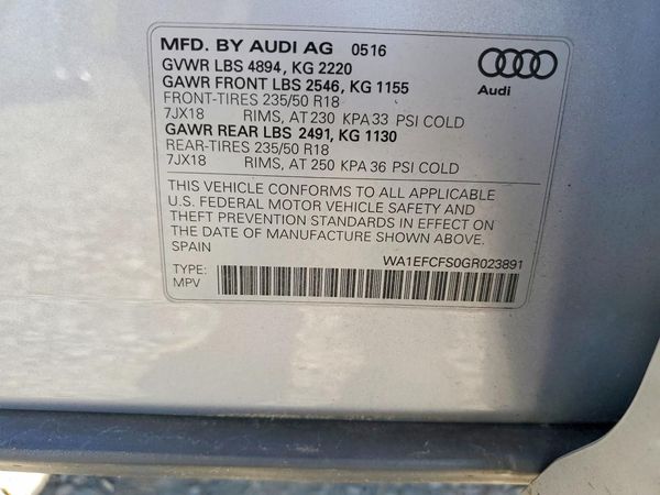 2016 AUDI Q3 quattro Premium Plus — VINS