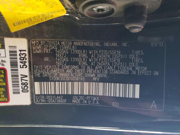 2013 TOYOTA SIENNA — VINS