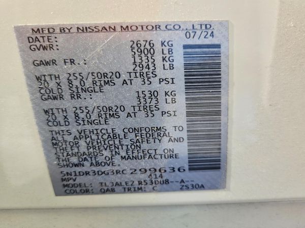 2024 NISSAN PATHFINDER PLATINUM — VINS