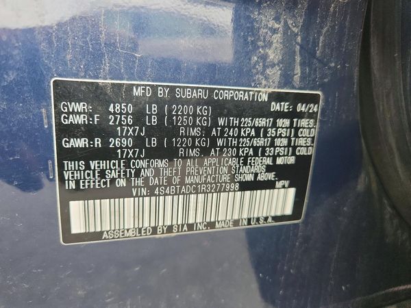 2024 SUBARU OUTBACK — VINS