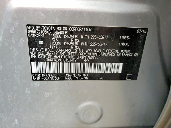 2015 TOYOTA RAV4 XLE (M Grade)
