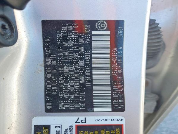 2014 TOYOTA CAMRY — VINS