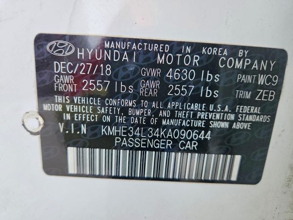 2019 HYUNDAI SONATA Hybrid Limited — VINS