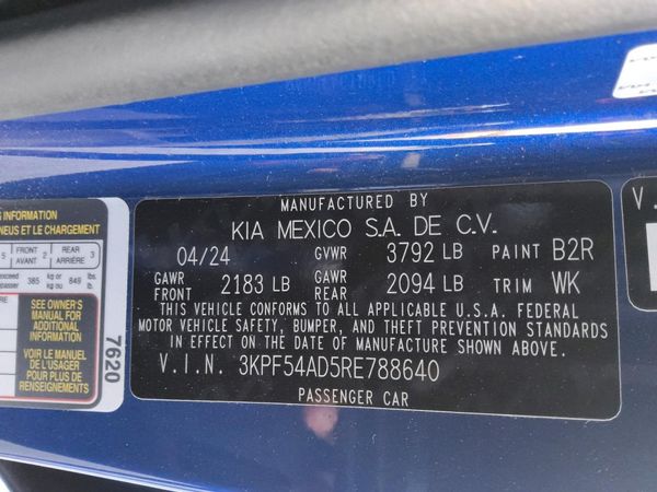 2024 KIA FORTE GT Line — VINS