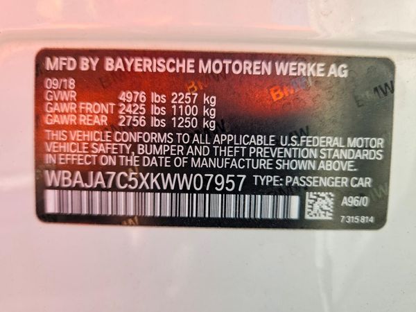2019 BMW 530 xDrive — VINS
