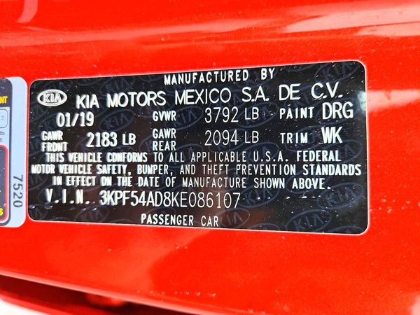 2019 KIA FORTE — VINS